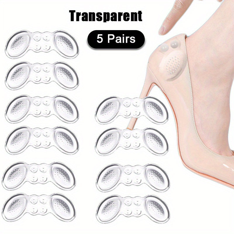 1 Pair/5 Pairs 4D Heel Stickers - Soft Polyester Pads for High Heels, Anti-Slip and Prevents Heel Wear, Invisible Design