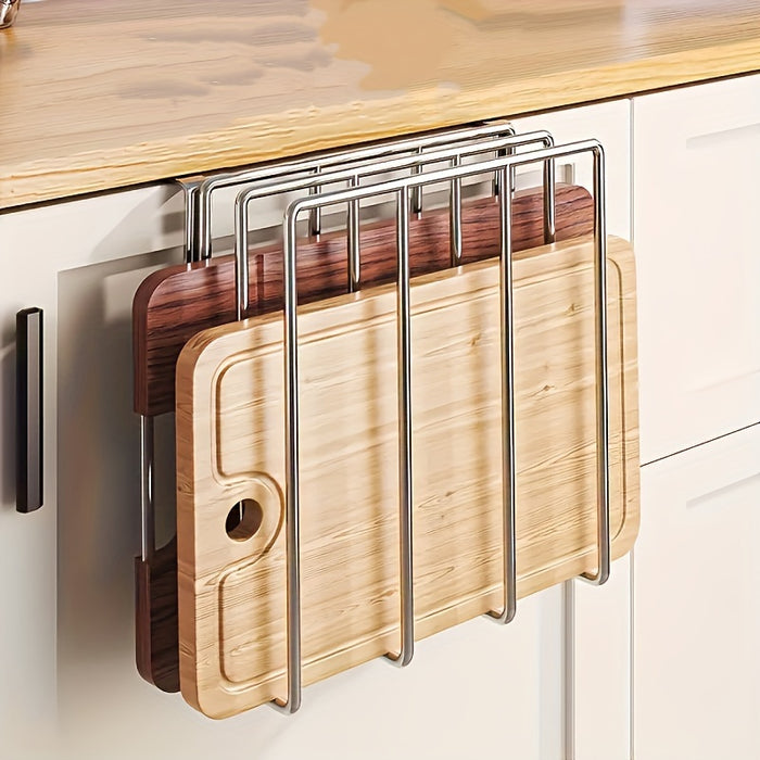1pc Versatile 3-Tier Kitchen Rack - Space-Saving Wall-Mounted Metal Shelf for Paper Towels, Pot Lids & Cutting Boards with Wooden Accents - Sleek Modern Design for Efficient Storage, Kitchen Organizers And Storage, Utility Ra