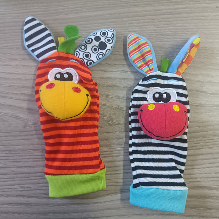 Newborn Baby Cartoon Animal Wrist Bell Rattle Socks, New Set Of And Plush Stuffed Toys, Cute And Comfortable Children'S Indoor Socks, Colourful And Diverse Styles, Gifts For Boys And Girls Doll Wrist Watch