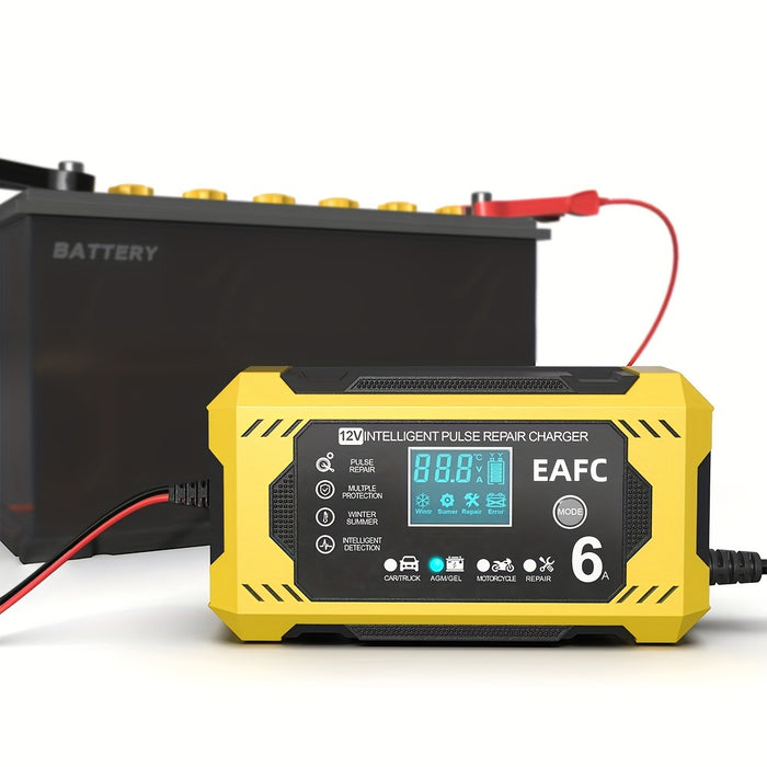 Car Battery Charger, 12V 6A Smart Battery Trickle Charger Auto 12V 24V Battery Maintainer for Car Truck Motorcycle Lawn Mower Marine Lead Acid Battery