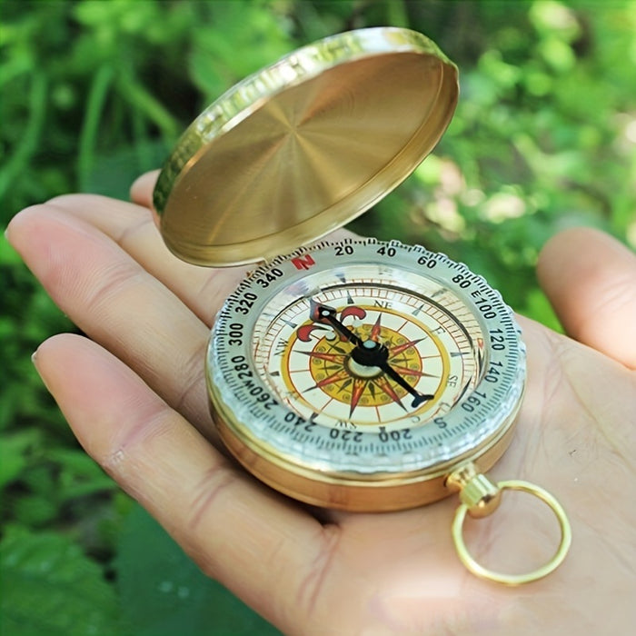 1pc Copper Survival Compass with Glow-in-the-Dark Features - Water-Resistant, Enhanced Visibility for Camping & Hiking - Essential Nighttime Adventure Tool