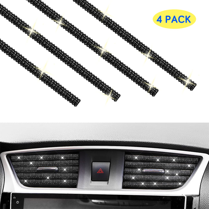 4pcs Rhinestone Car Air Vent Trim, 4 Pcs Bendable Air Conditioner Decoration for Women, Universal Interior Accessories