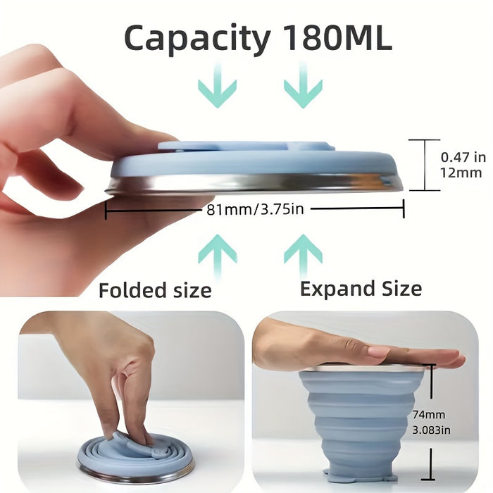 1pc 180/270/320ml Portable Folding Water Cup,  Silicone Food-Grade, Camping, Travel, Outdoor, for Brushing Teeth