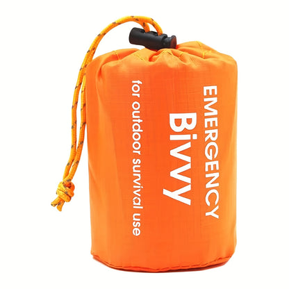Lightweight & Portable Orange Emergency Sleeping Bag - Reusable, PE Material Survival Blanket with Drawstring Closure, Ideal for Camping, Hiking & Outdoor Rescue, 35.8x83.8 Inches, Camping Blanket