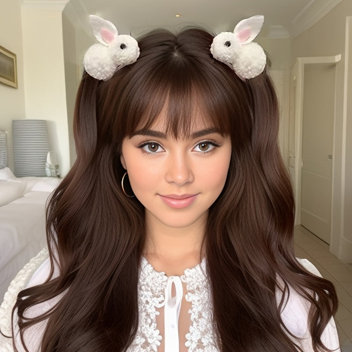 [2pcs Fluffy Easter Bunny Clips] 2pcs Cute & Sweet Easter Bunny Hair Clips - Fluffy Plush, Warm 3D Rabbit Design for Women - Perfect for Parties & Casual Wear