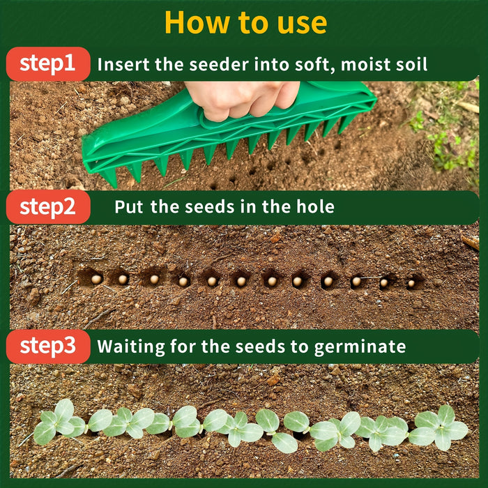 1pc Durable Green Plastic Handheld Garden Seeder Tool, 12-Hole Quick Seed Dispenser, Waterproof Planting Booster for Efficient Gardening - Ideal for Flower Beds & Vegetable Gardens, Gardening Tools