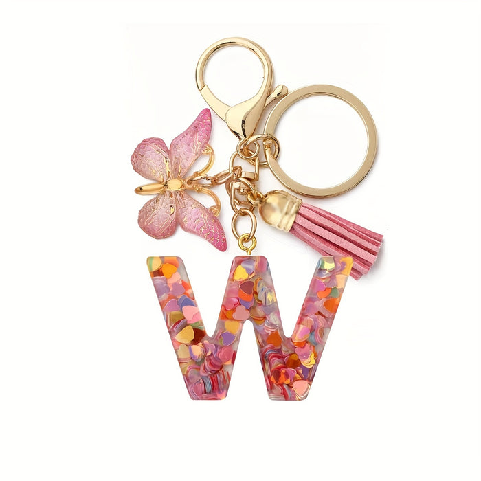 1pc Initial Letter Keychain Pendant Resin Letter Keychain Purse Backpack Accessories