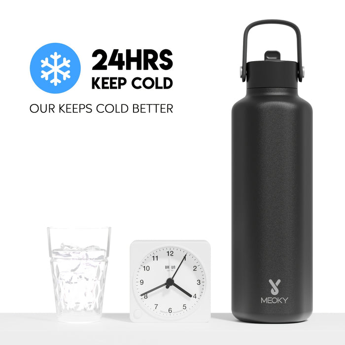 Meoky 24oz Hexagonal Insulated Stainless Steel Water Bottle - Leakproof, BPA-Free, Keeps Drinks Cold for 24 Hours, with Lid & Spout, Portable with Handle - Ideal for Sports, Fitness, Hiking, Driving - Great Thanksgiving & Chr