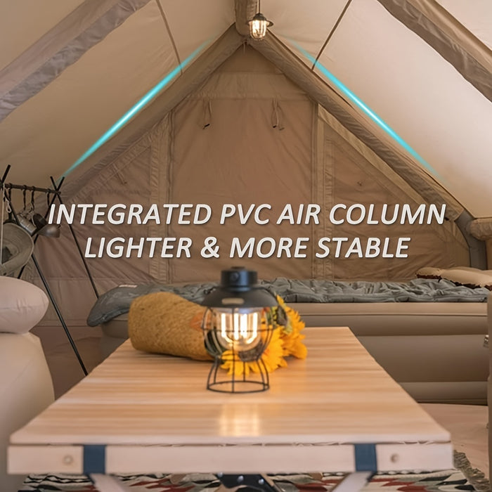 6-Person Inflatable Camping Tent - Easy Setup, All-Season Waterproof & Windproof Shelter, Portable Air Tent for Hiking, Fishing & Outdoor Adventures, Light Yellow Oxford Fabric, TPU Support Poles, Zipper Closure, Outdoor Camp