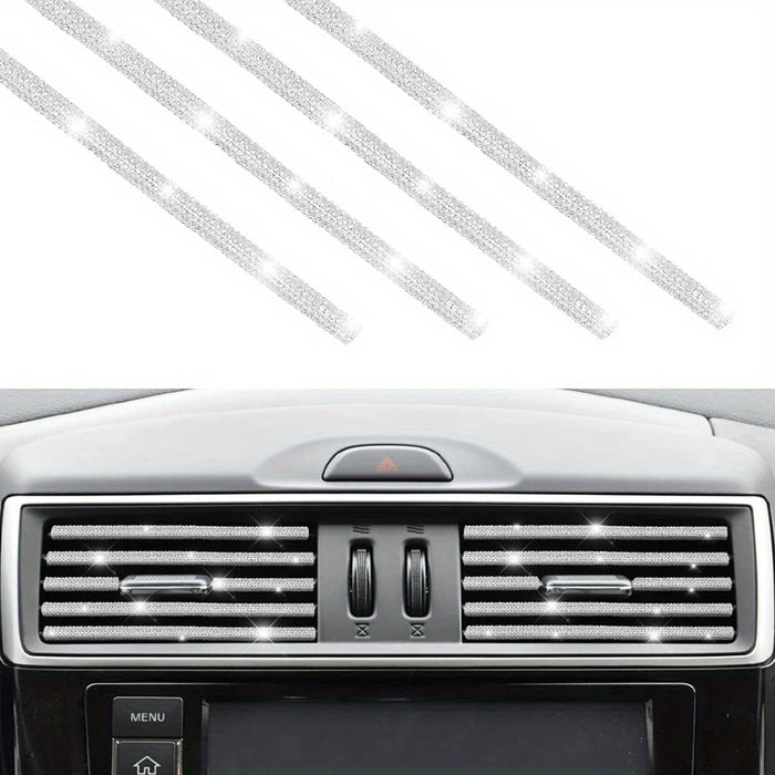 4pcs Rhinestone Car Air Vent Trim, 4 Pcs Bendable Air Conditioner Decoration for Women, Universal Interior Accessories