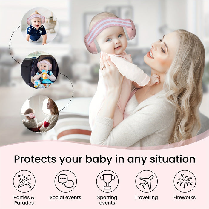 Babybond Earmuffs for 0-3 Years - Phthalate-Free Plastic Hearing Protection, Noise Cancelling Headphones for, Ideal for Halloween and Christmas Gifts, Adjustable Headband - White
