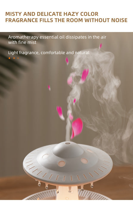 1pc UFO-Shaped Ultrasonic Aromatherapy Humidifier, Essential Oil Diffuser with LED Lights, Polypropylene & ABS, 110V-240V US Plug, for Home & Office Relaxation, Watch Decompression