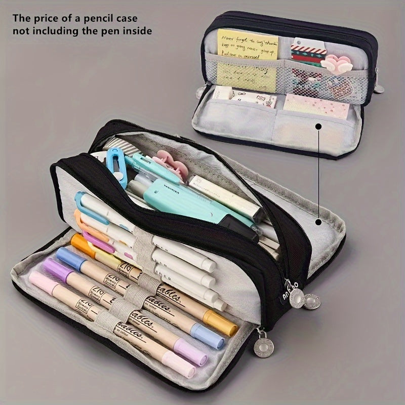 Large Capacity 3-Layer Pencil Case for Students: Japanese/Korean Style Multifunctional Pencil Bag