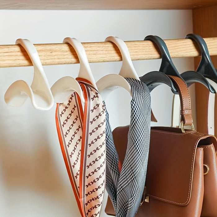 5pcs White Plastic Bag and Purse Hangers - Space-Saving Closet Organizer for Handbags, Backpacks, and Clothes with Smooth Curved Hooks
