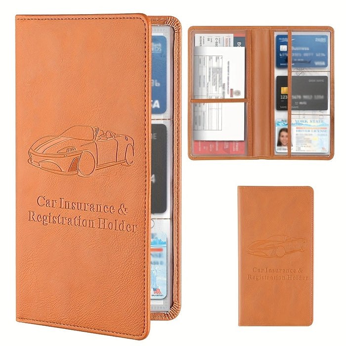 Premium Car Document Wallet for Men & Women, Faux Leather Glove Box Organizer for Registration, Insurance, Manual, and More
