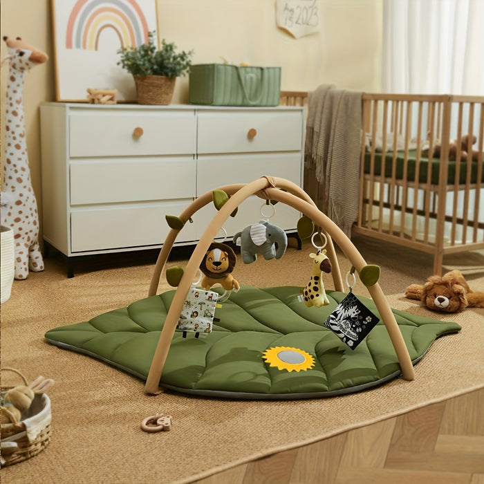 Baby Play Gym And Activity Mat, Oversized Leafy Baby Playpen With 6 Removable Toys, Infant Stationary Activity Center, Promotes Motor Skills And Sensory Development, Early Learning Crawling Mat, Essential Gift For Newborn Bab