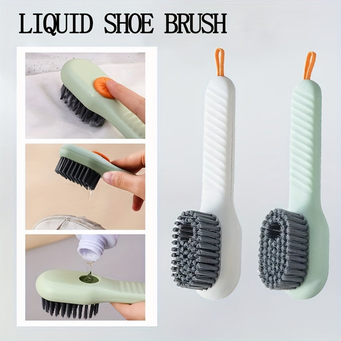 1pc Long Handle Shoe Brush with Liquid Holder, Multifunctional Shoe Cleaning Brush for Household Use, Soft Bristles Shoe Tool