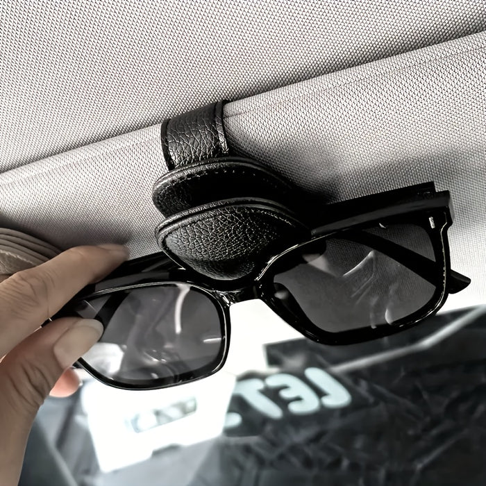 [1pcs Universal Sun Visor Glasses] 1pc Universal Car Sun Visor Glasses Clip, Pu Material, Auto Eyeglasses Holder, Vehicle Interior Accessories, Eyewear Storage Bracket