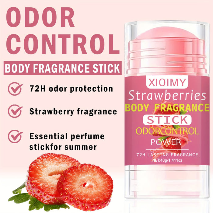 1.411oz Strawberry Body Deodorizing Cream, with a fresh strawberry scent, provides 72 hours of fresh body odor, deodorizes the body, deeply moisturizes the skin, and leaves a lasting fragrance. It is suitable for stubborn bod