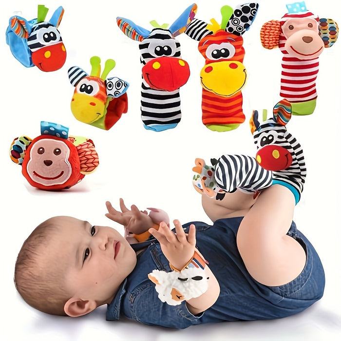 Newborn Baby Cartoon Animal Wrist Bell Rattle Socks, New Set Of And Plush Stuffed Toys, Cute And Comfortable Children'S Indoor Socks, Colourful And Diverse Styles, Gifts For Boys And Girls Doll Wrist Watch