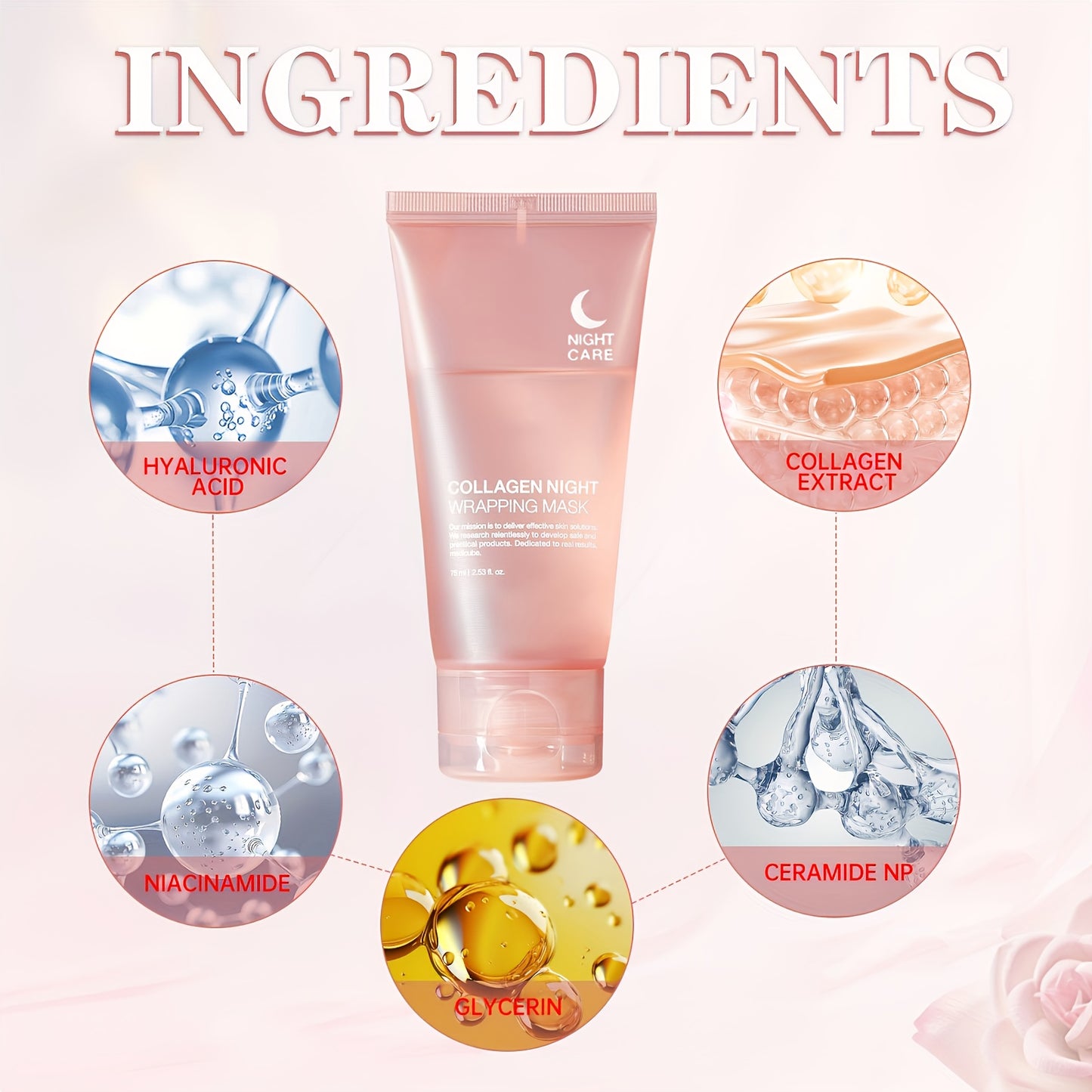 Tyramine Night Mask, Contains Tyramine and Hyaluronic Acid, Collagen, Collagen Mask, Paraben-free, Can Moisturize, Continuous Use Can Improve Skin Quality, Make Skin Feel Smoother, Suitable for Use Before Bed, Suitable for Ho