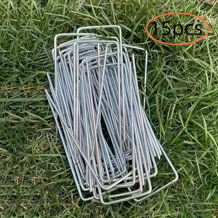15/25pcs Galvanized Garden Landscape Pin, U-shaped Lawn Fabric Landscape Pin For Safety Garden Flower Plants Supplies, Garden Balcony Planting Supplies, Planters & Container Accessories