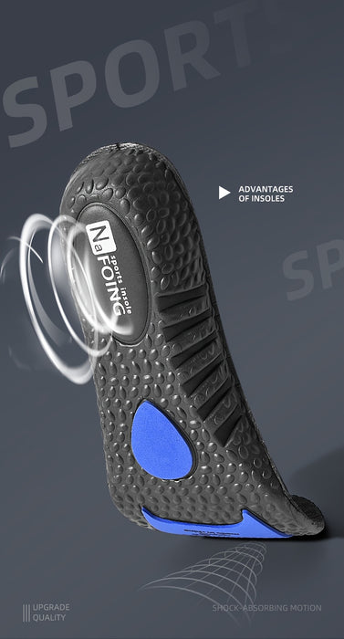 1 Pair COSYLEE High-Elasticity Arch Support Insoles for Running Shoes - Durable EVA Material, Black with Blue Accents, Textured Comfort Design, Ideal for Sports & Casual Footwear, Shoe Accessories