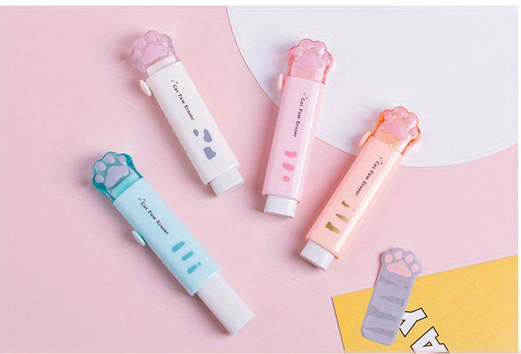 Push-pull Cat paw cute eraser girl pencil eraser student rubber Cartoon pen eraser school supplies prizes Office eraser