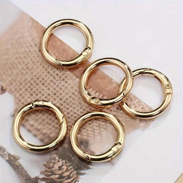 10pcs 10 Pack Golden Silver Round Spring Buckles, Multi-Size Purse Keychain Backpack Accessories