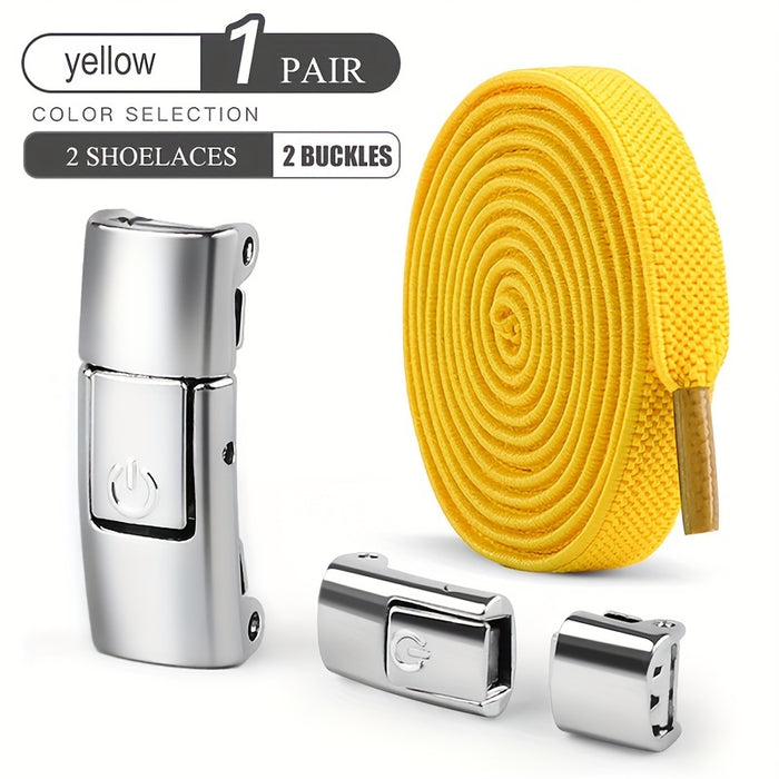 1 pair 2pcs 2pcs 2-Pack Free-Tie Shoelaces with Buckles for Sneakers and Canvas Shoes