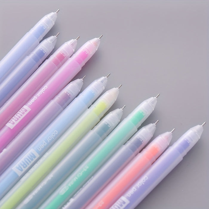 12pcs Colorful Gel Pen Set Kawaii Blue 0.5mm Round Ballpoint Pen for Journaling Cute School Supplies Stationery Office Accessories