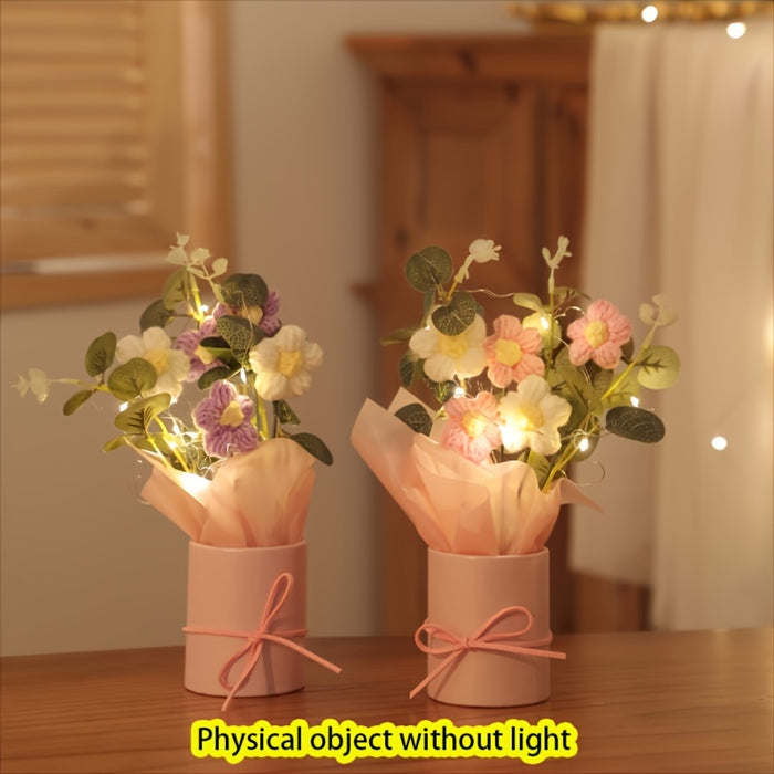 Charming Fleece Puff Tulip in Illuminated Gift Bag - Perfect for Birthday & Holiday Decor, Spring Home Accent, No Battery Required, Flower Decorations