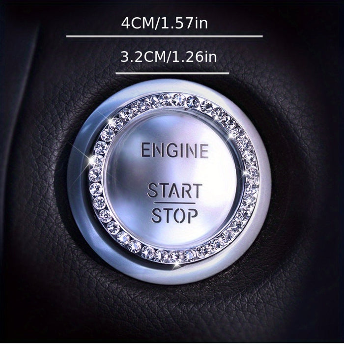 Car One-Button Start Rhinestone Ignition Ring Decoration, Thanksgiving Christmas New Year Gift