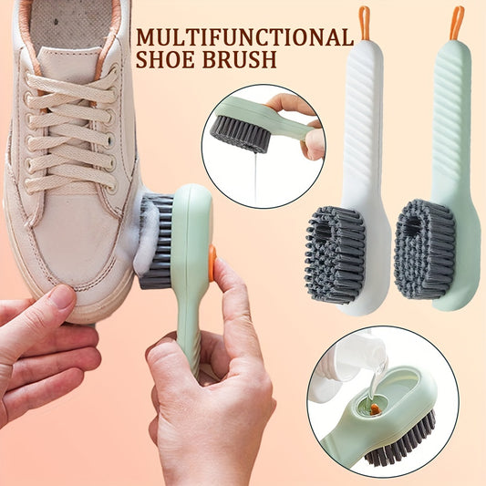 1pc Long Handle Shoe Brush with Liquid Holder, Multifunctional Shoe Cleaning Brush for Household Use, Soft Bristles Shoe Tool
