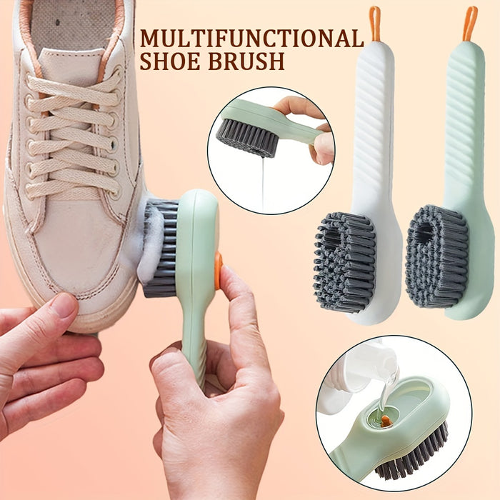 1pc Long Handle Shoe Brush with Liquid Holder, Multifunctional Shoe Cleaning Brush for Household Use, Soft Bristles Shoe Tool