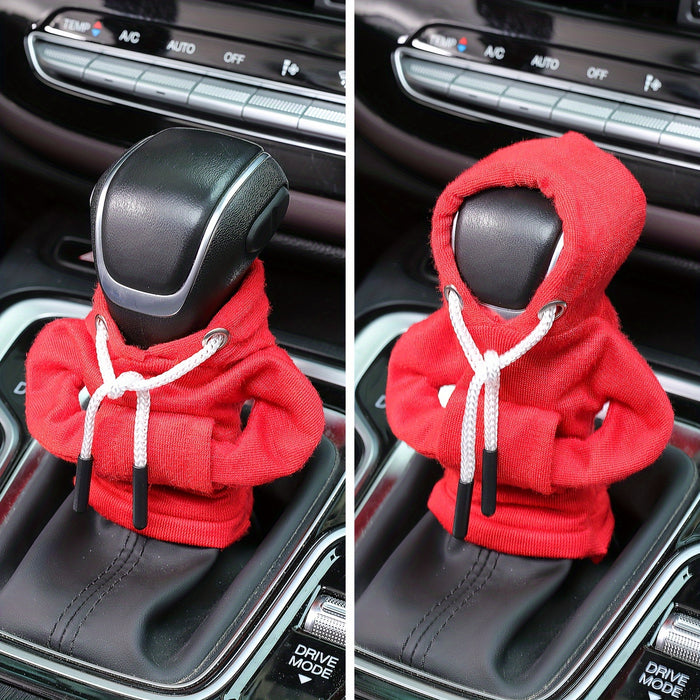 Large Universal Car Gear Shift Cover Hoodie, Fashionable Mini Hooded Sweatshirt for Auto Gear Stick Shifter Knob, Interior Accessories Decor