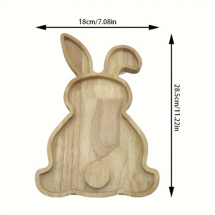 Easter Bunny-Shaped Wooden Serving Tray - Contemporary Rabbit Design for Afternoon Tea & Snacks, Smooth Oil-Rubbed Finish, Ideal for Holiday Entertaining, Afternoon Tea Accessory|Bunnyshaped Design|Smooth Wooden Surface, Rabb