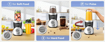 Ganiza Smoothie Juicers, Blender For Shakes And Smoothies, 15pcs Personal Blender And Grinder Combo For Kitchen, Smoothies Maker With 4 BPA-Free Portable Blender Cup, Nutritious Recipe, MAX 900W, Gifts For Family And Friends