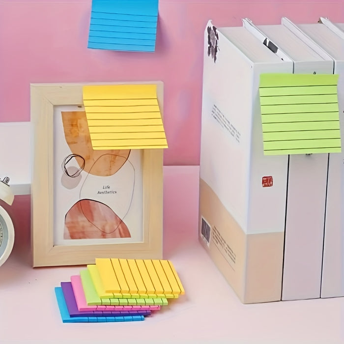 Large Sticky Notes Pad - Lined, Self-Adhesive Memo Pads for Students & Office Use, 4 Color Options