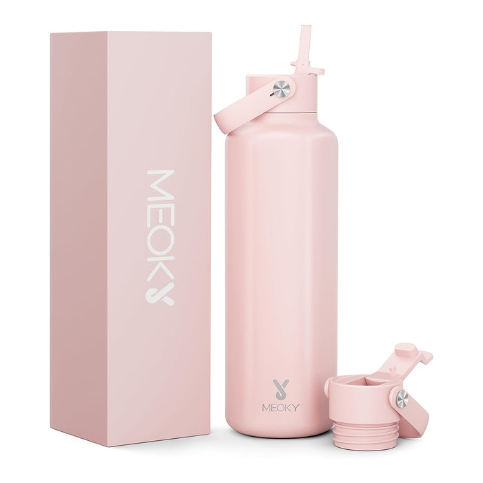 Meoky 24oz Hexagonal Insulated Stainless Steel Water Bottle - Leakproof, BPA-Free, Keeps Drinks Cold for 24 Hours, with Lid & Spout, Portable with Handle - Ideal for Sports, Fitness, Hiking, Driving - Great Thanksgiving & Chr
