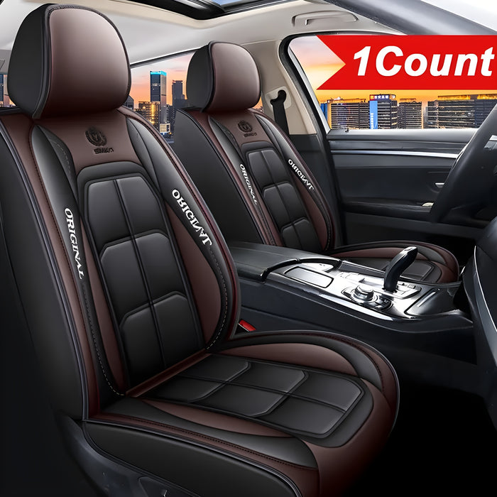1pc ORIGINAL Blue & Black PU Leather Car Seat Cover - Durable, Breathable, Easy Installation, All-Season Protection - Premium Interior Upgrade for Front Seats