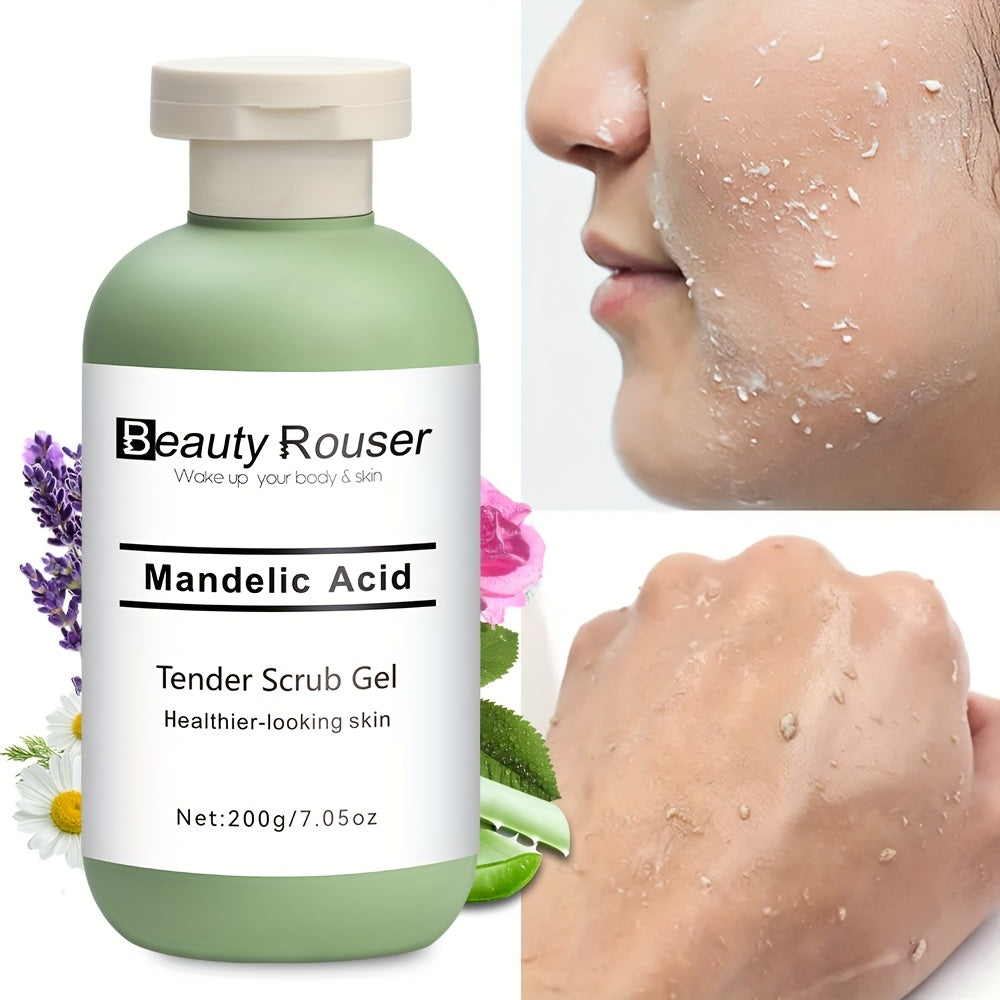 Mandelic Acid Cleansing Gel with Aloe and Rose Extract - Gentle, Moisturizing Face and Body Scrub, Deep Pore Cleansing, Unclogs Skin, Alcohol-Free, Suitable for All Skin Types,