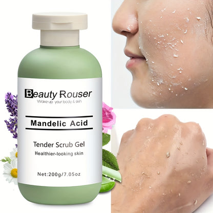 Mandelic Acid Cleansing Gel with Aloe and Rose Extract - Gentle, Moisturizing Face and Body Scrub, Deep Pore Cleansing, Unclogs Skin, Alcohol-Free, Suitable for All Skin Types,