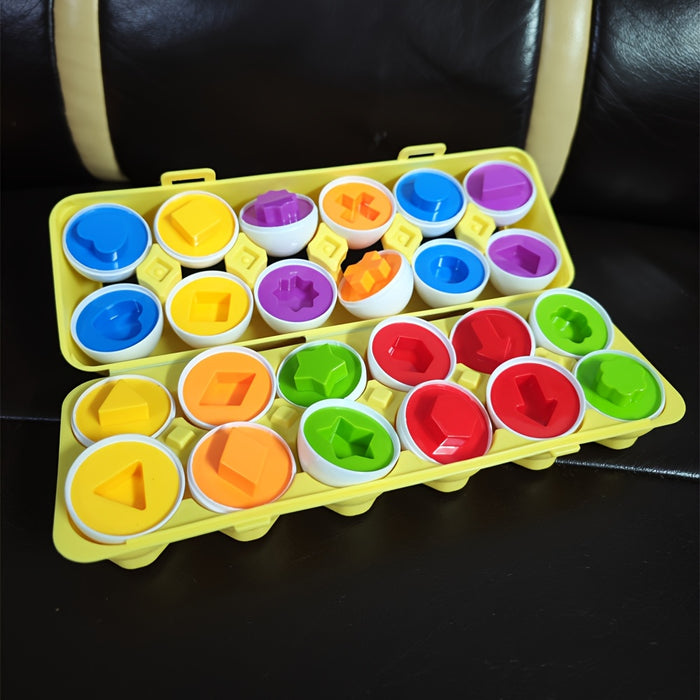 12pcs Colorful Egg Shape Matching Toy Set - Early Education Fine Motor Skills Development, Perfect for Halloween & Christmas Gifts