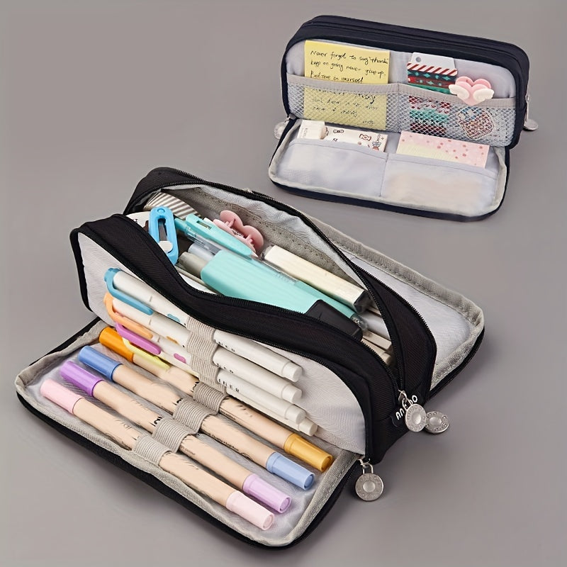 Large Capacity 3-Layer Pencil Case for Students: Japanese/Korean Style Multifunctional Pencil Bag