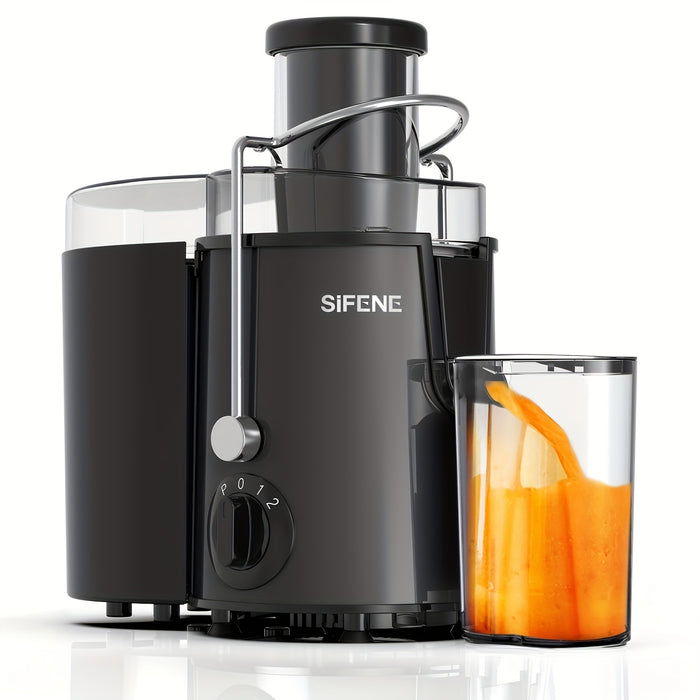 SiFENE Easy-Clean Juicer Machine, 3" Big Mouth Centrifugal Juicer Extractor Maker, Quick Juicing for Vegetables & Fruits, 3 Speed Settings, BPA-Free, Stainless Steel, Gray