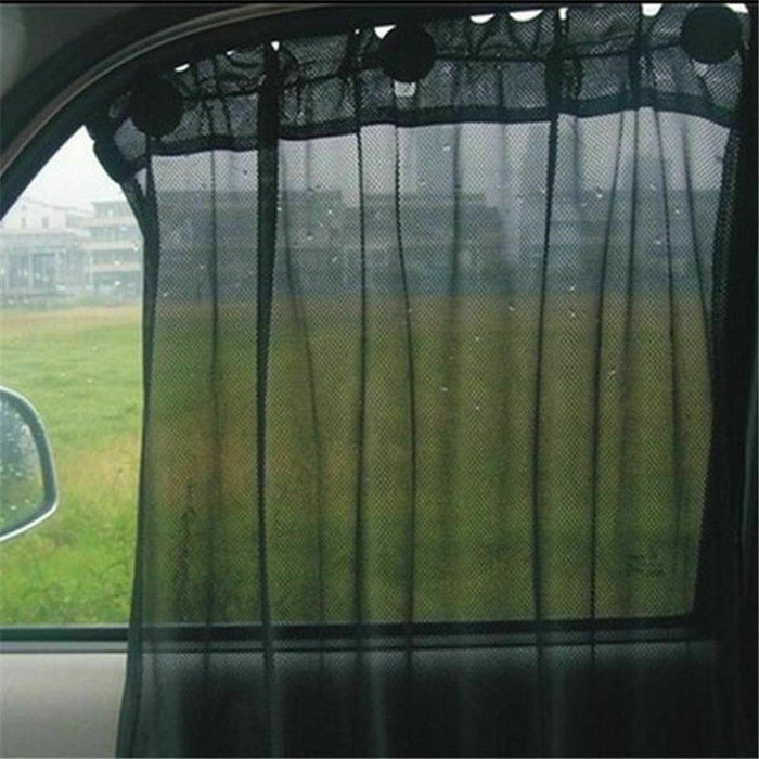 Summer Car Sunshade Curtain Car Side Barrier Suction Cup Curtain Sedan Truck Van Black Gauze Mesh Sunshade