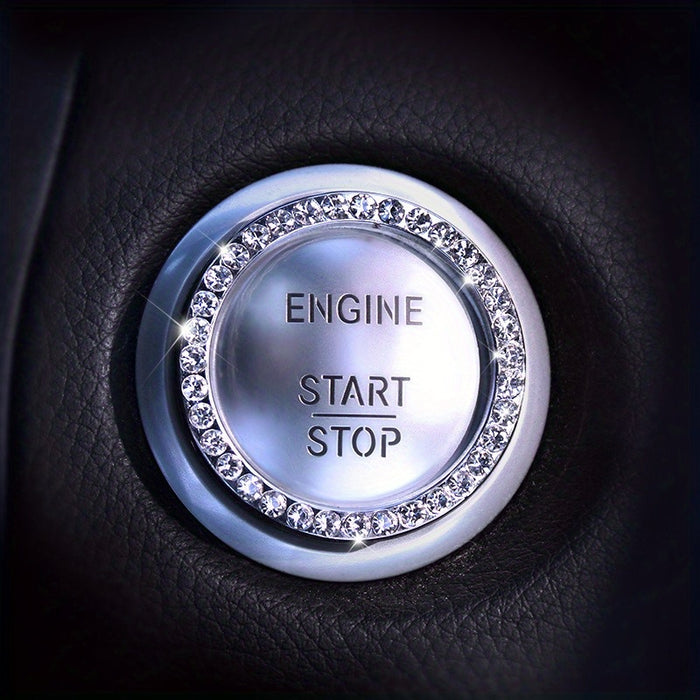 Car One-Button Start Rhinestone Ignition Ring Decoration, Thanksgiving Christmas New Year Gift