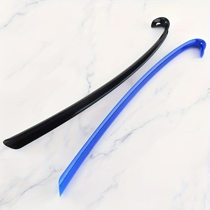 1pc Ergonomic Shoe Horn - 16.54inch Long, Thick Plastic, No-Bend Design for Easy Shoe Wear at Home or Hotel, Blue & Black Options