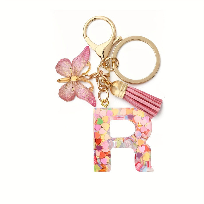 1pc Initial Letter Keychain Pendant Resin Letter Keychain Purse Backpack Accessories